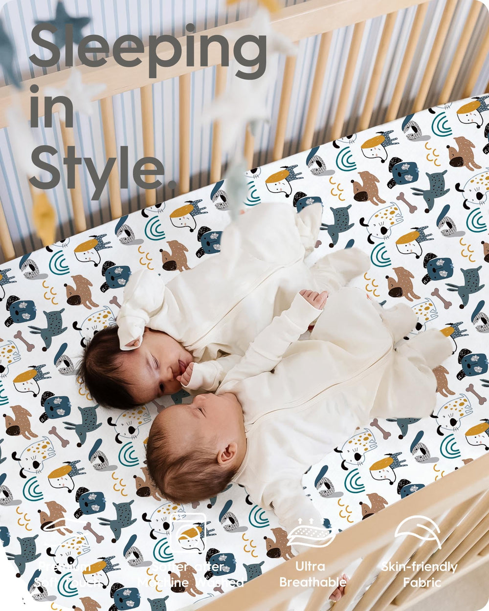TotBasic snugfit crib sheet showing secure elastic edge