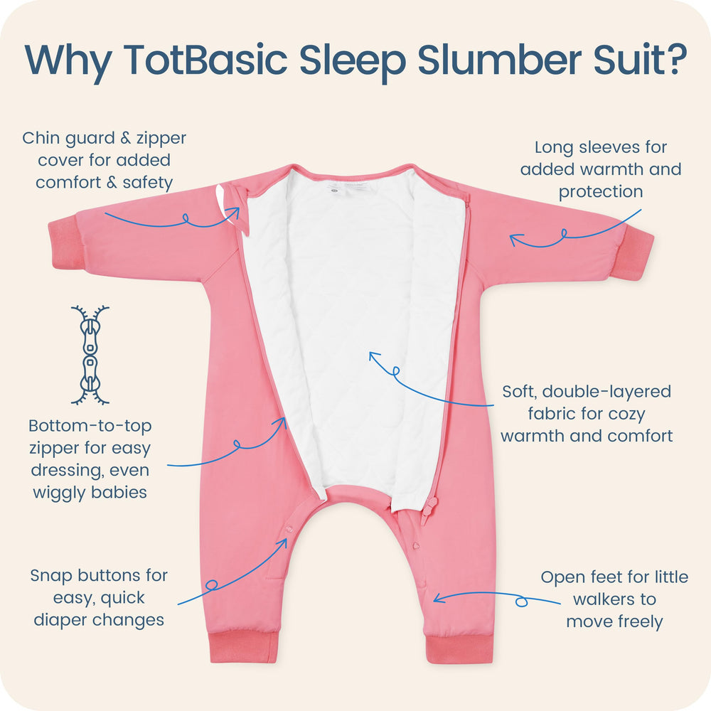 TOTBASIC soft fabric long sleeve sleep sack supports gentle skin comfort