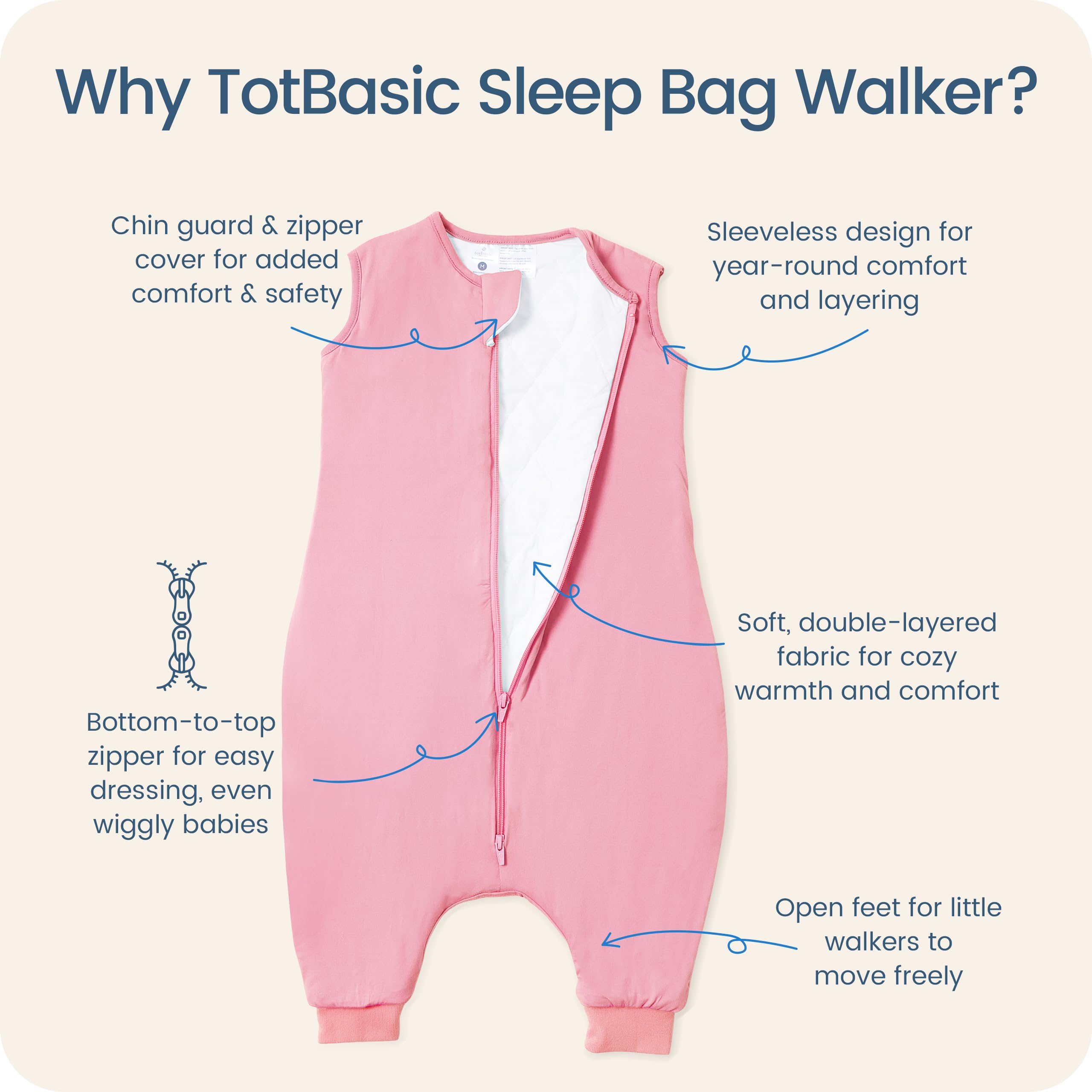 TOTBASIC soft breathable fabric supports all-day comfort for naps and play.