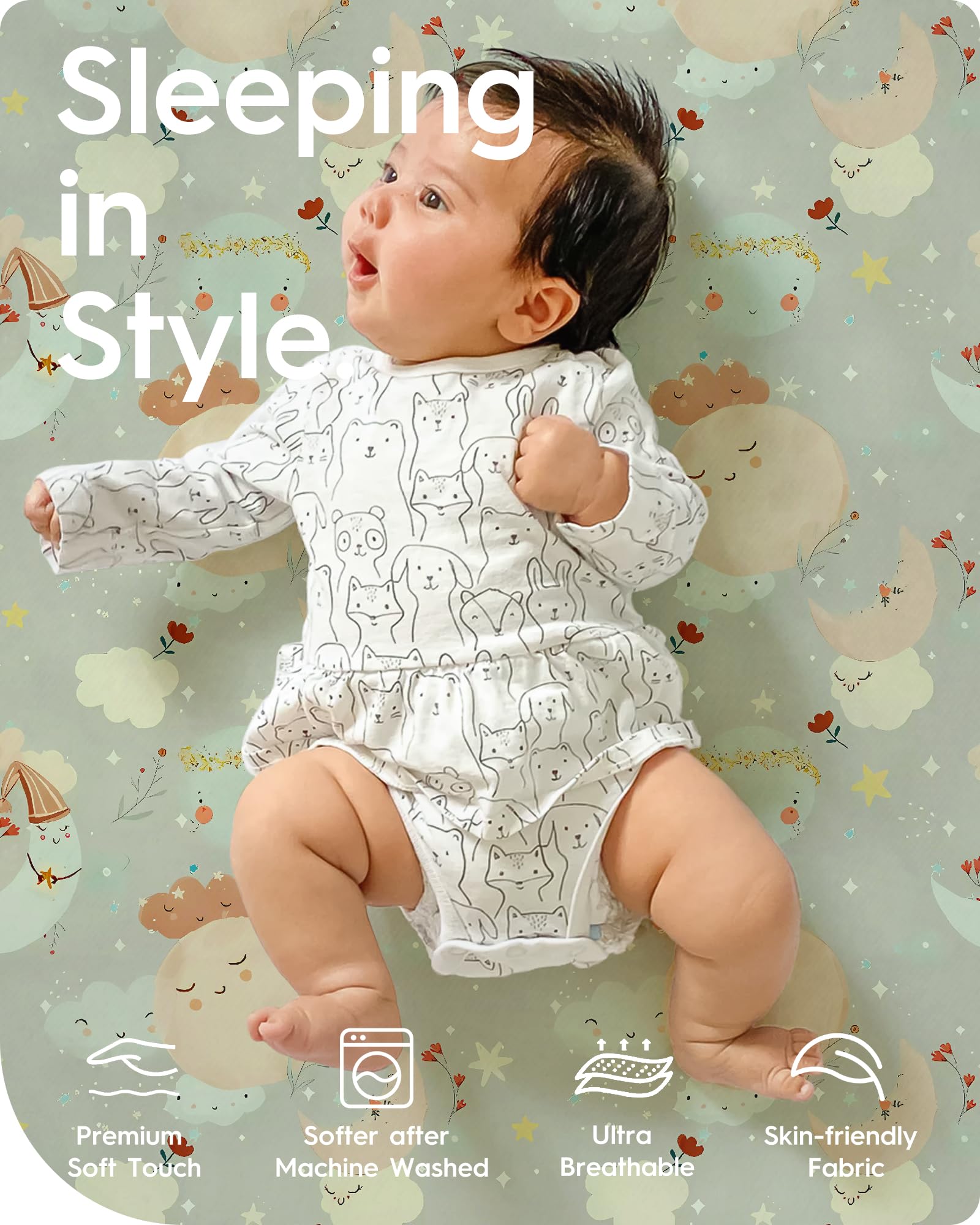 Ultra-soft jersey rayon cotton sheet keeps baby skin comfortable.