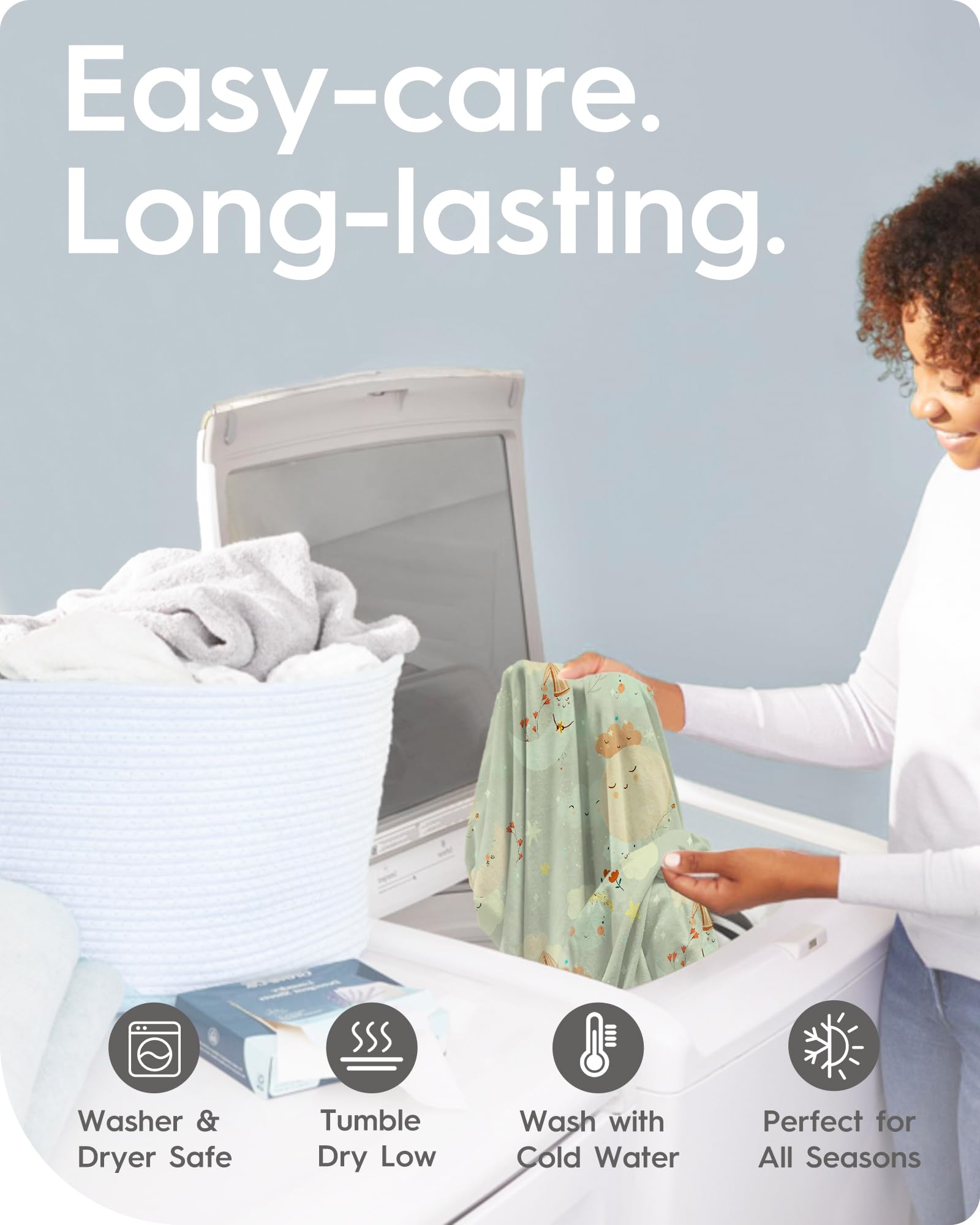 Breathable jersey fabric promotes comfortable sleep during naps and nights.