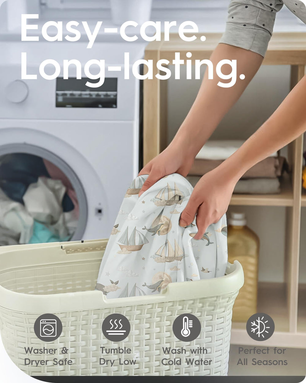 TOTBASIC Whale Dreams design complements any nursery theme