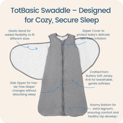 TOTBASIC transition swaddle for 3-6 months supports growing babies