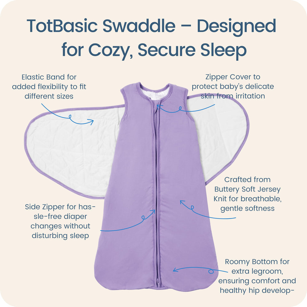 TOTBASIC Taro transition swaddle for growing baby 3–6 months
