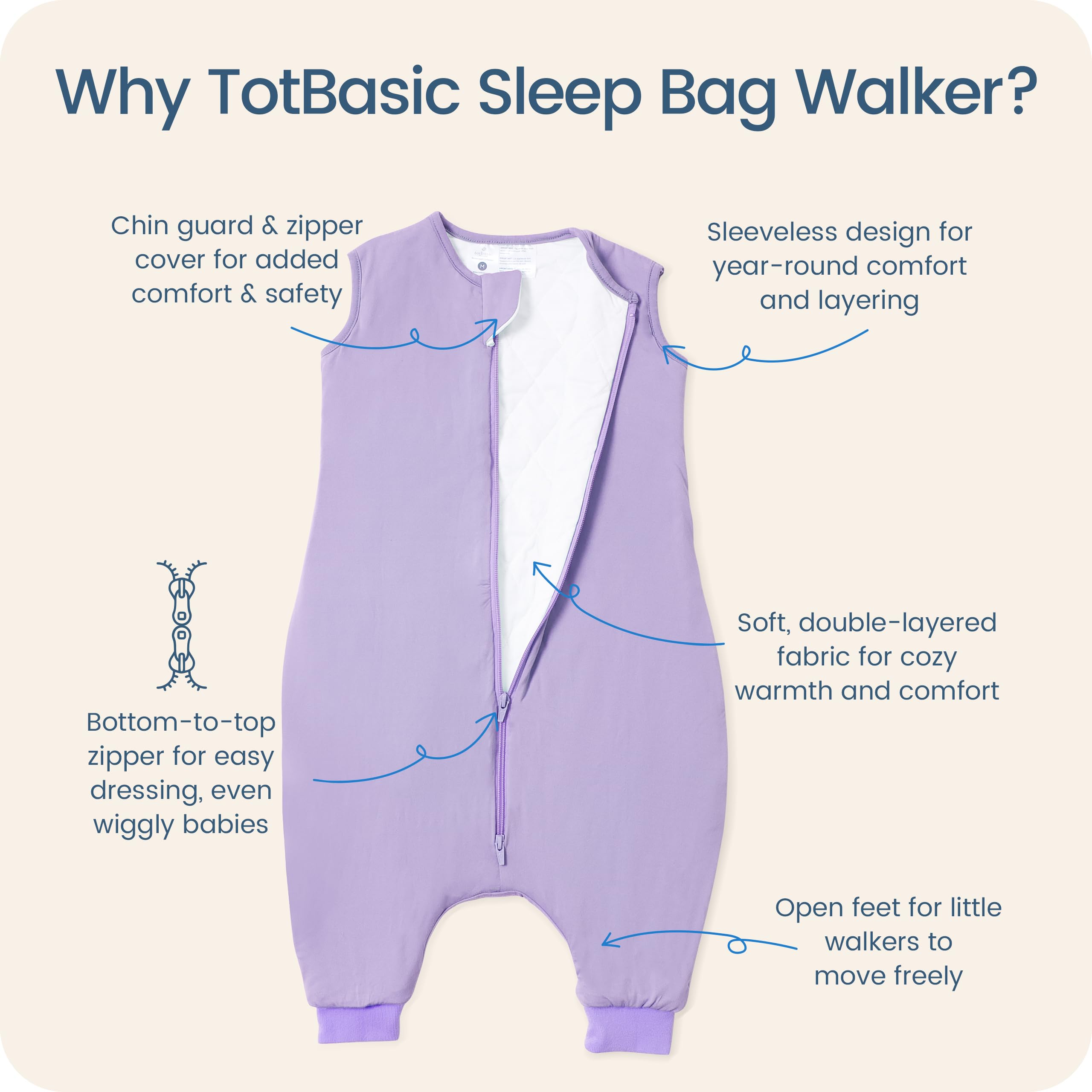 TOTBASIC Toddler Sleep Sack Walker Movement – supports standing exploration.