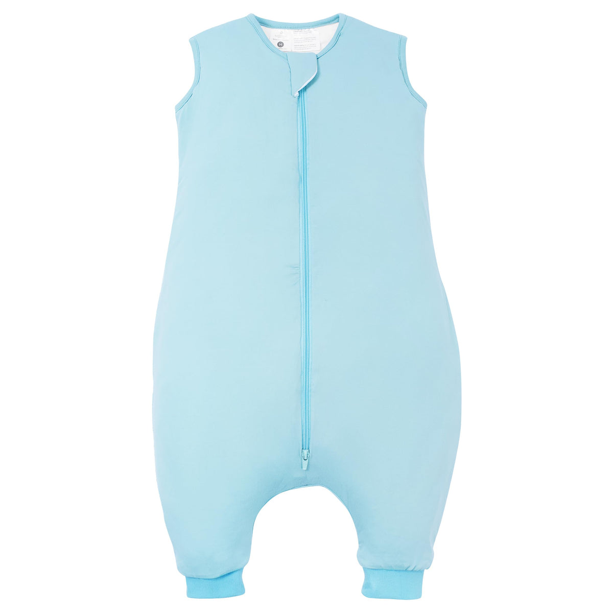 TOTBASIC toddler sleep sack with feet in baby blue keeps active walkers warm and safe