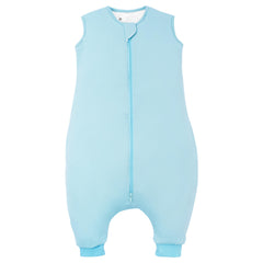 TOTBASIC toddler sleep sack with feet in baby blue keeps active walkers warm and safe
