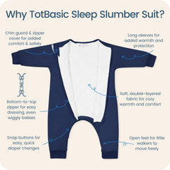 TOTBASIC sleep sack zipper and diaper-changes enable quick, calm night-time adjustments.