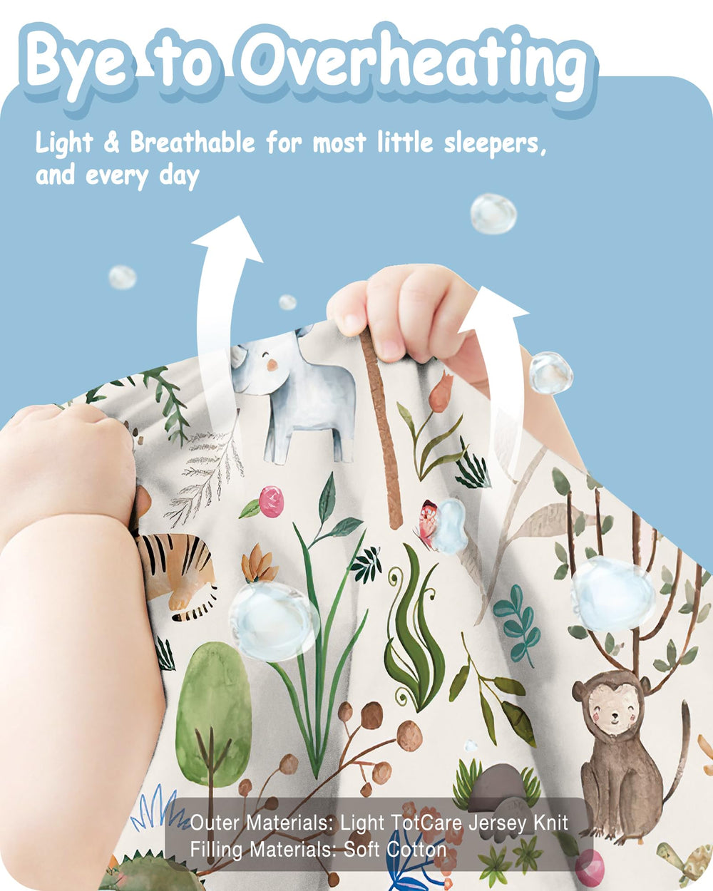 TOTBASIC two-way zipper sleep sack demonstrates easy diaper changes.