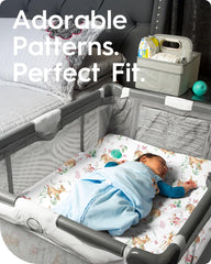 TOTBASIC ultra-soft jersey-knit sheets deliver gentle touch against delicate skin.