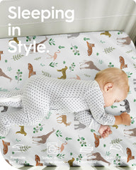 TotBasic ultra-soft mini crib sheet safari print offers gentle touch on delicate skin