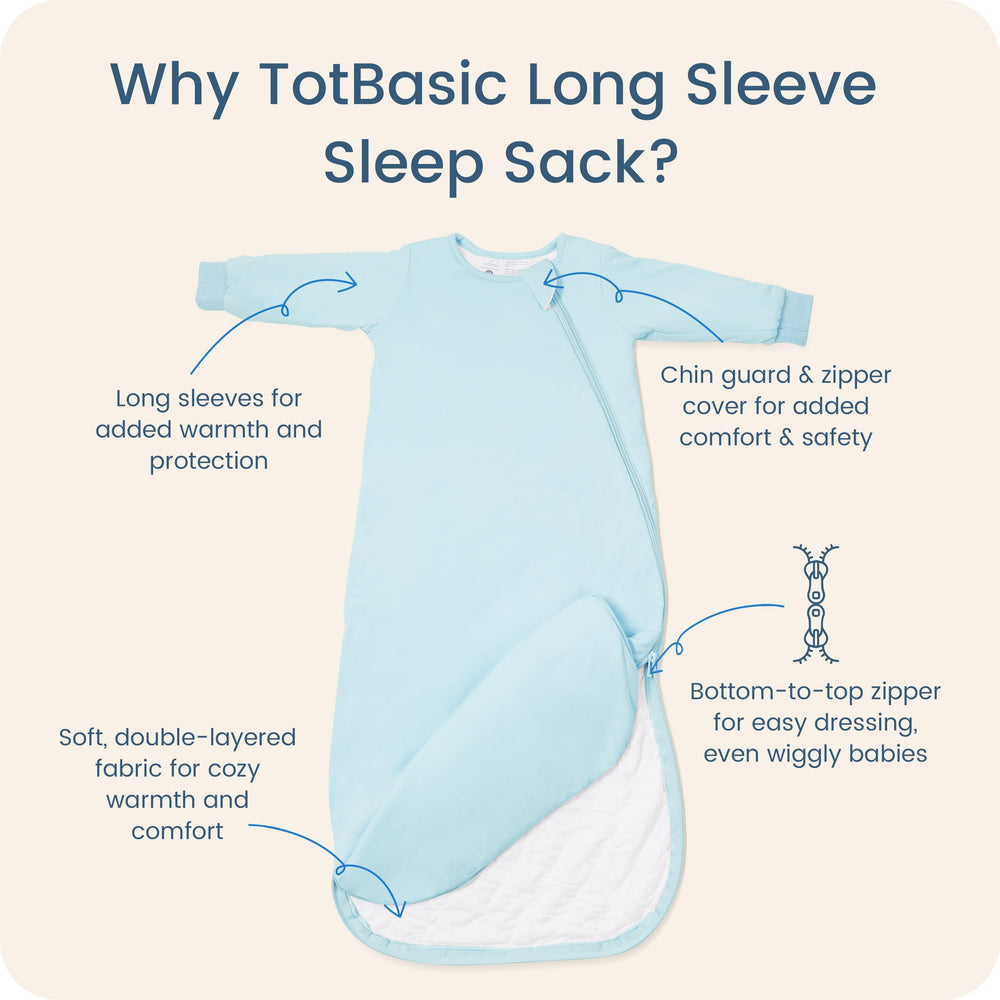 TOTBASIC wearable blanket with soft-touch fabric for growing babies.