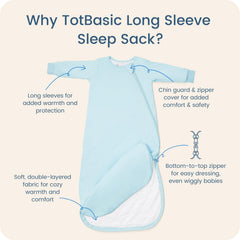 TOTBASIC wearable blanket with soft-touch fabric for growing babies.