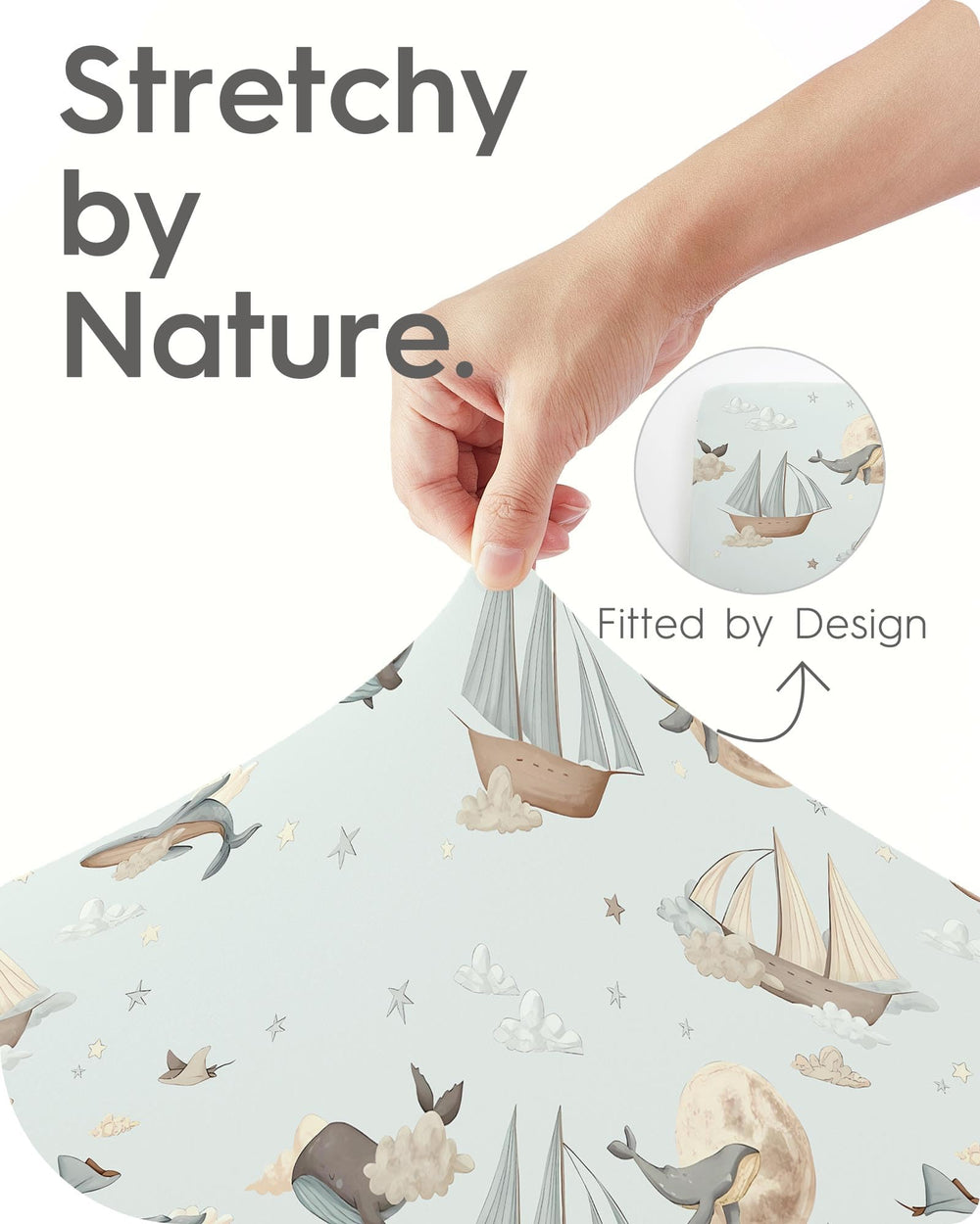 TotBasic Whale Dreams cover shown during washing, highlighting easy-care durability.