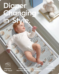 TotBasic Whale Dreams cover on pad demonstrates snug 360-degree elastic fit.