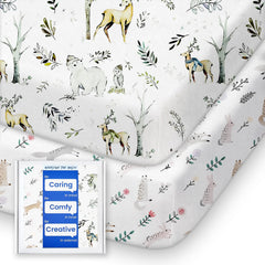 TotBasic woodland deer rabbit pack n play sheets on mattress offer snug, secure fit