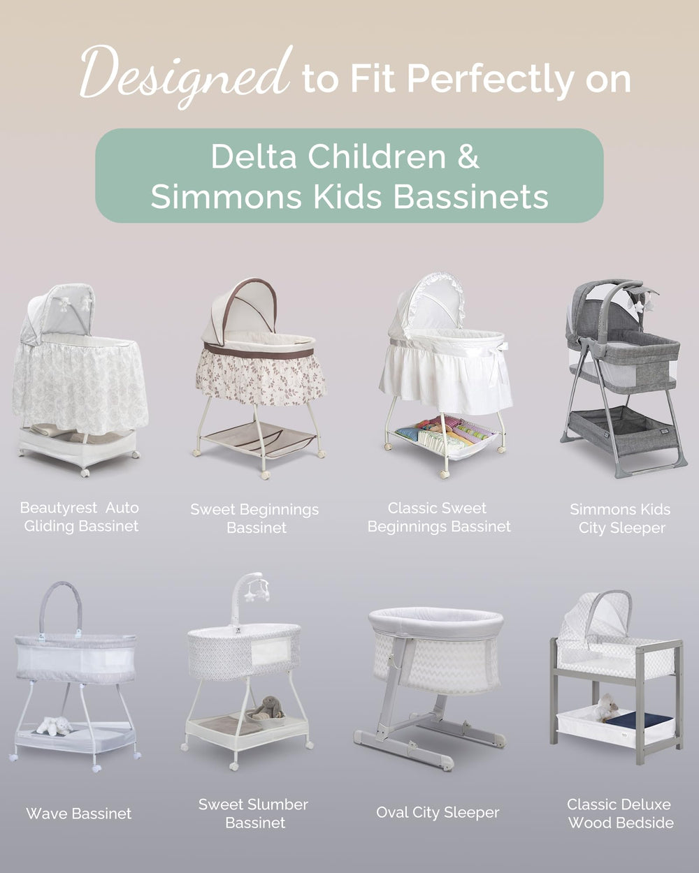 TotCare grey bassinet sheets offer gentle softness and easy nursery coordination.