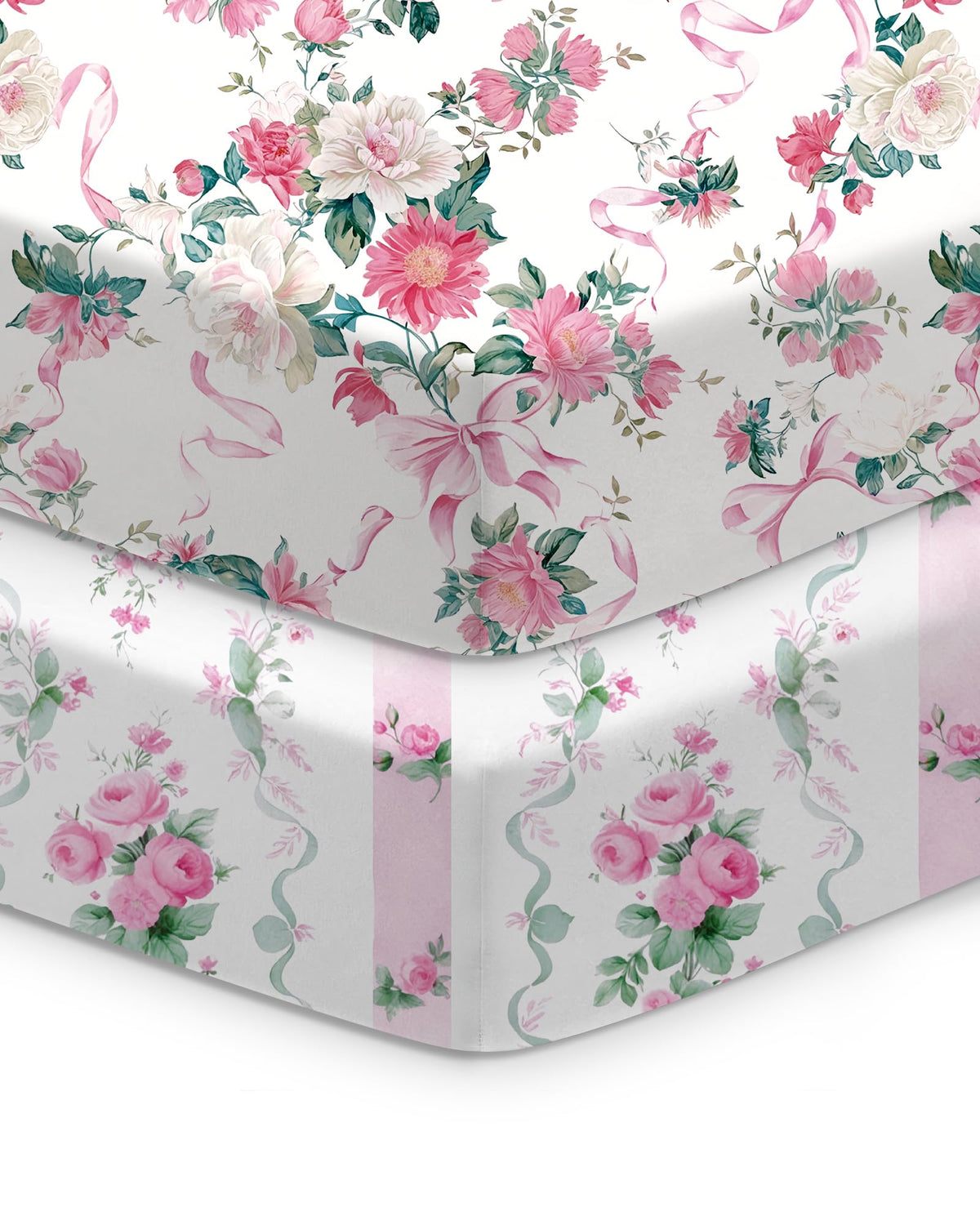 TotChill baby crib sheet with pink roses pattern fits standard crib mattresses snugly.