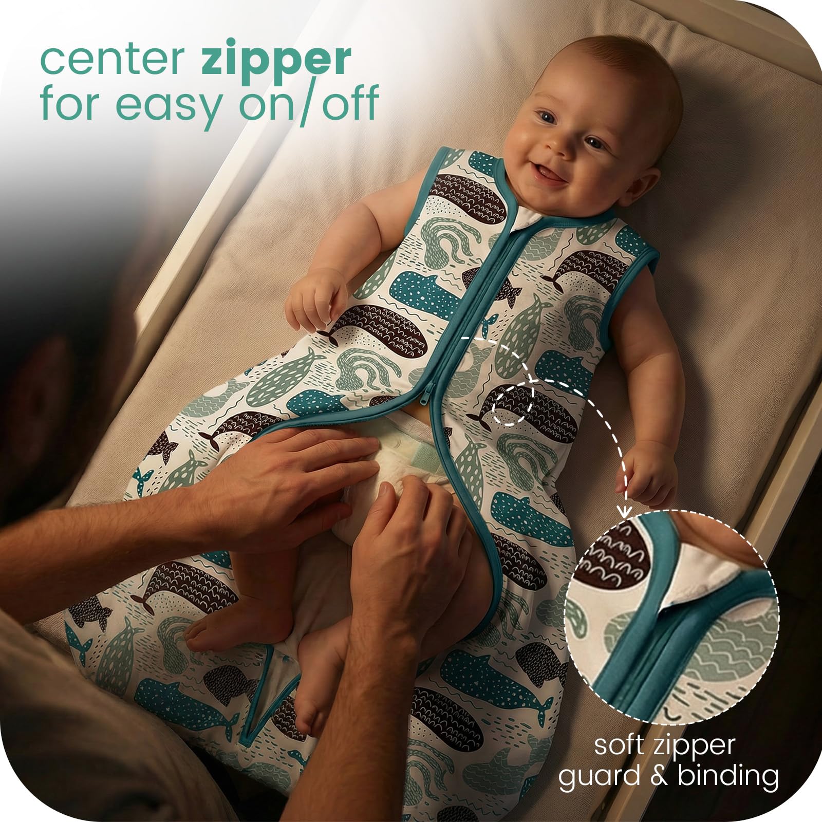 TOTCHILL baby sleep sack neck and arms secure fit for peaceful nights.