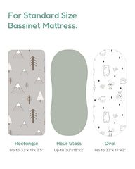 TotChill bassinet sheet elastic edge for secure fit and easy on-off changes.