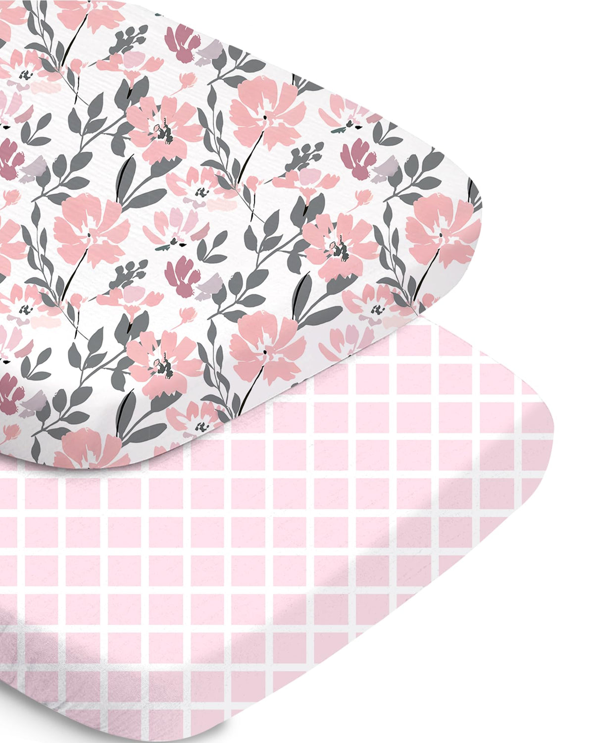 TotChill bassinet sheet Flower Pink Checkered print, soft and breathable for baby naps