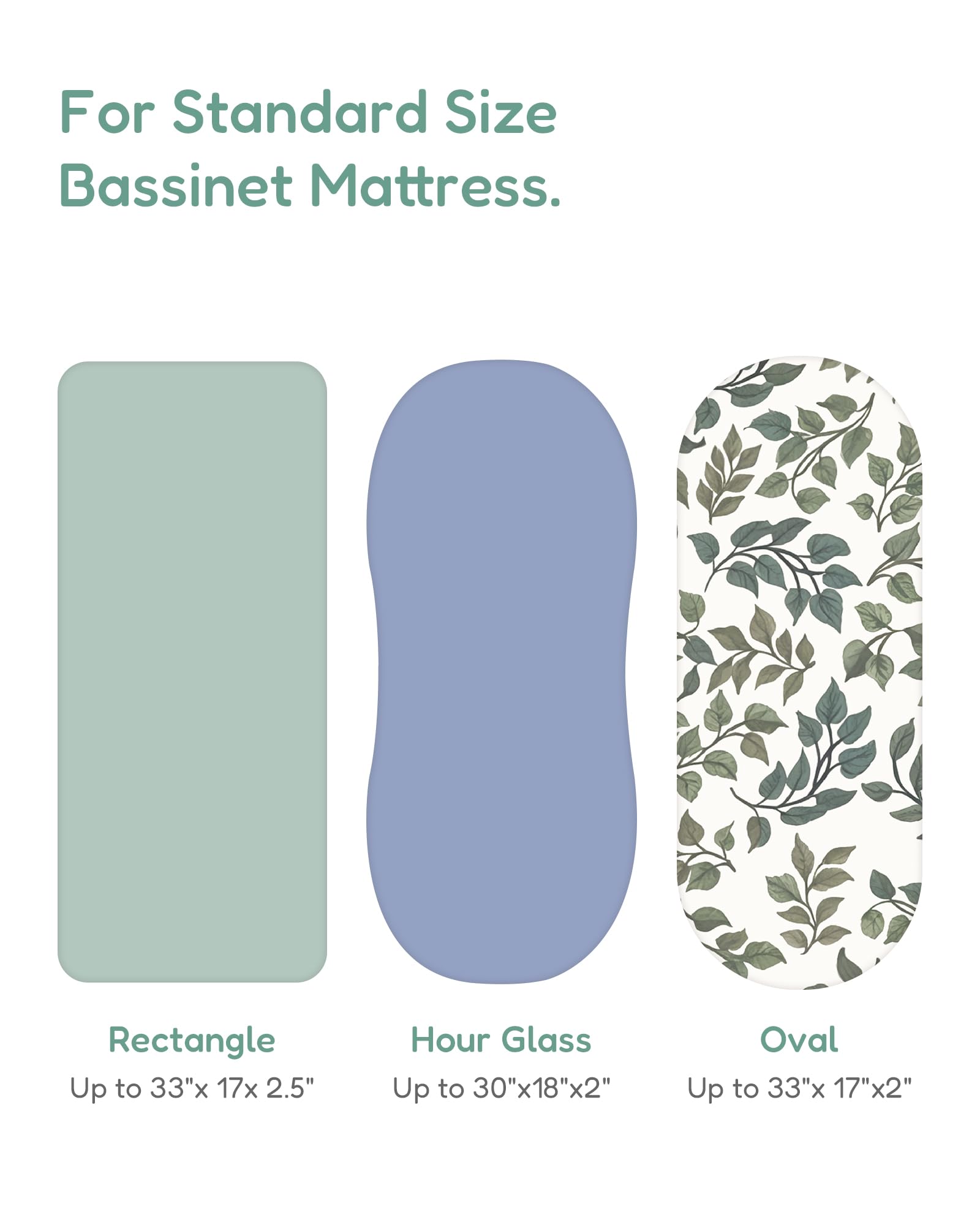 TotChill bassinet sheet in green leaf print, gentle fit for cozy naps.