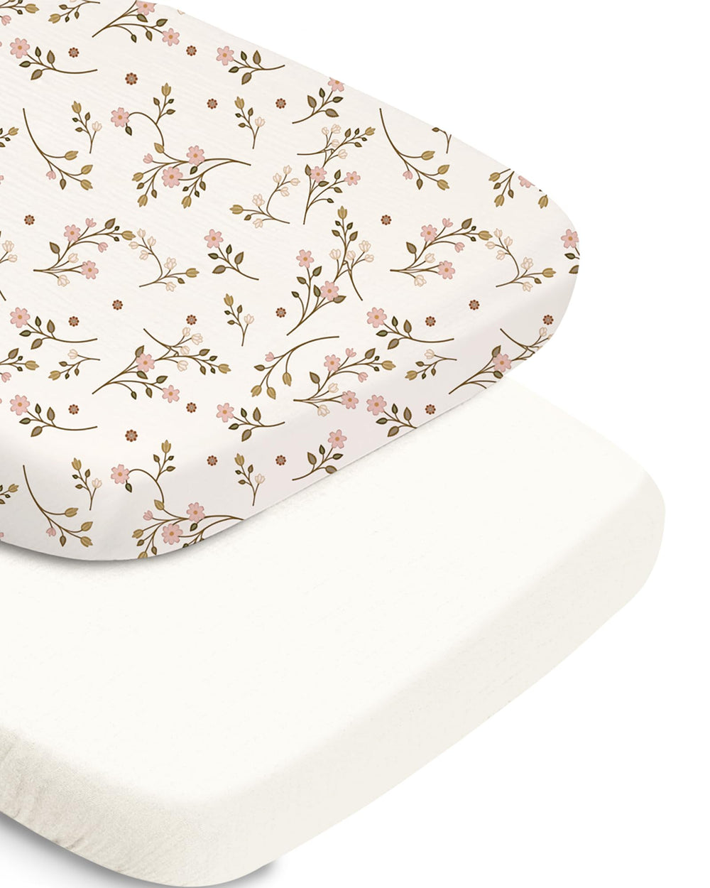 TotChill bassinet sheet pink vintage floral closeup, soft comfort for baby sleep