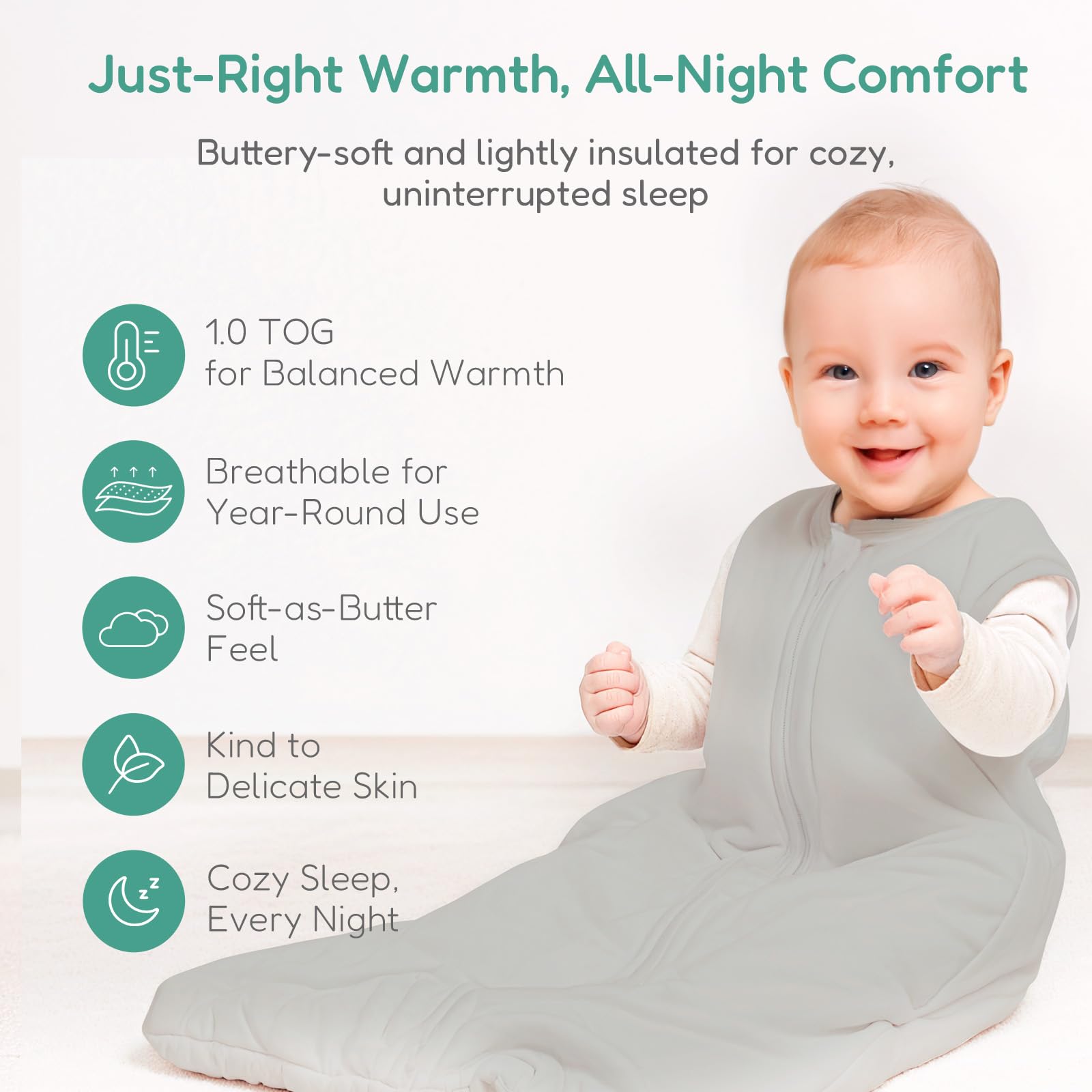 TOTCHILL bottom-up zipper enables quiet midnight changes with minimal disruption
