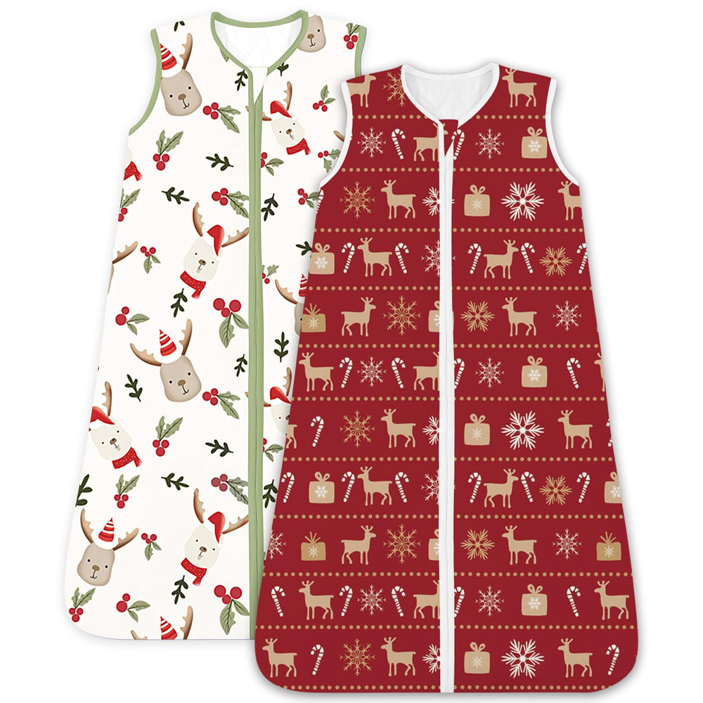 TOTCHILL Christmas Baby Sleep Sack close-up fabric shows buttery-soft texture for cozy nights.