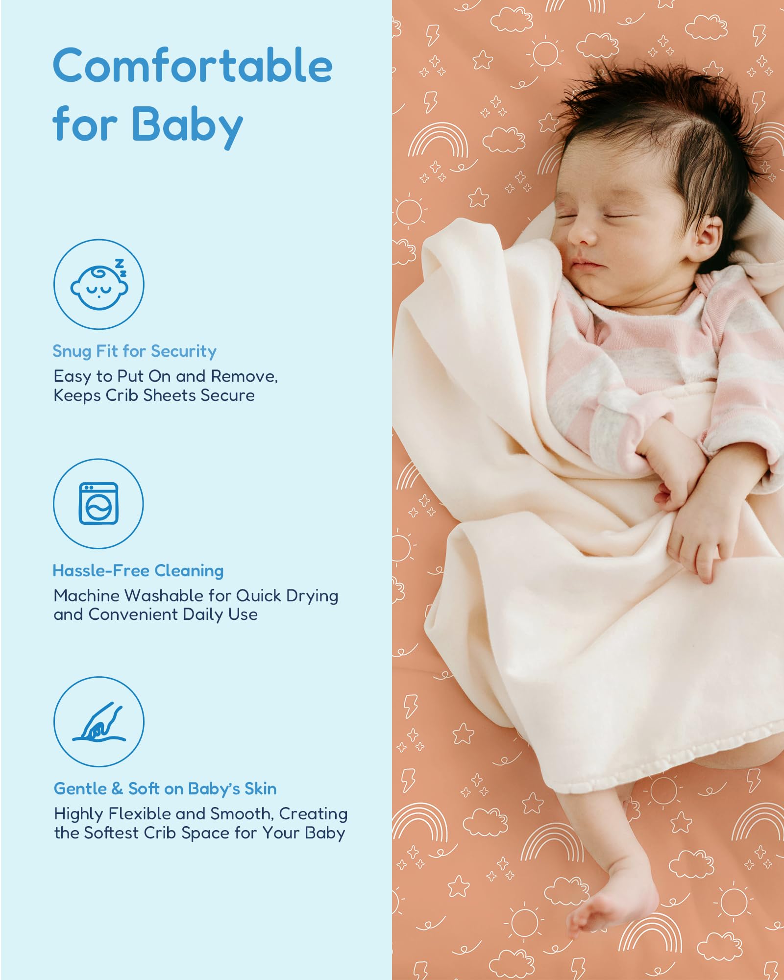 TotChill crib sheet packaging highlighting two-sheet set contents.