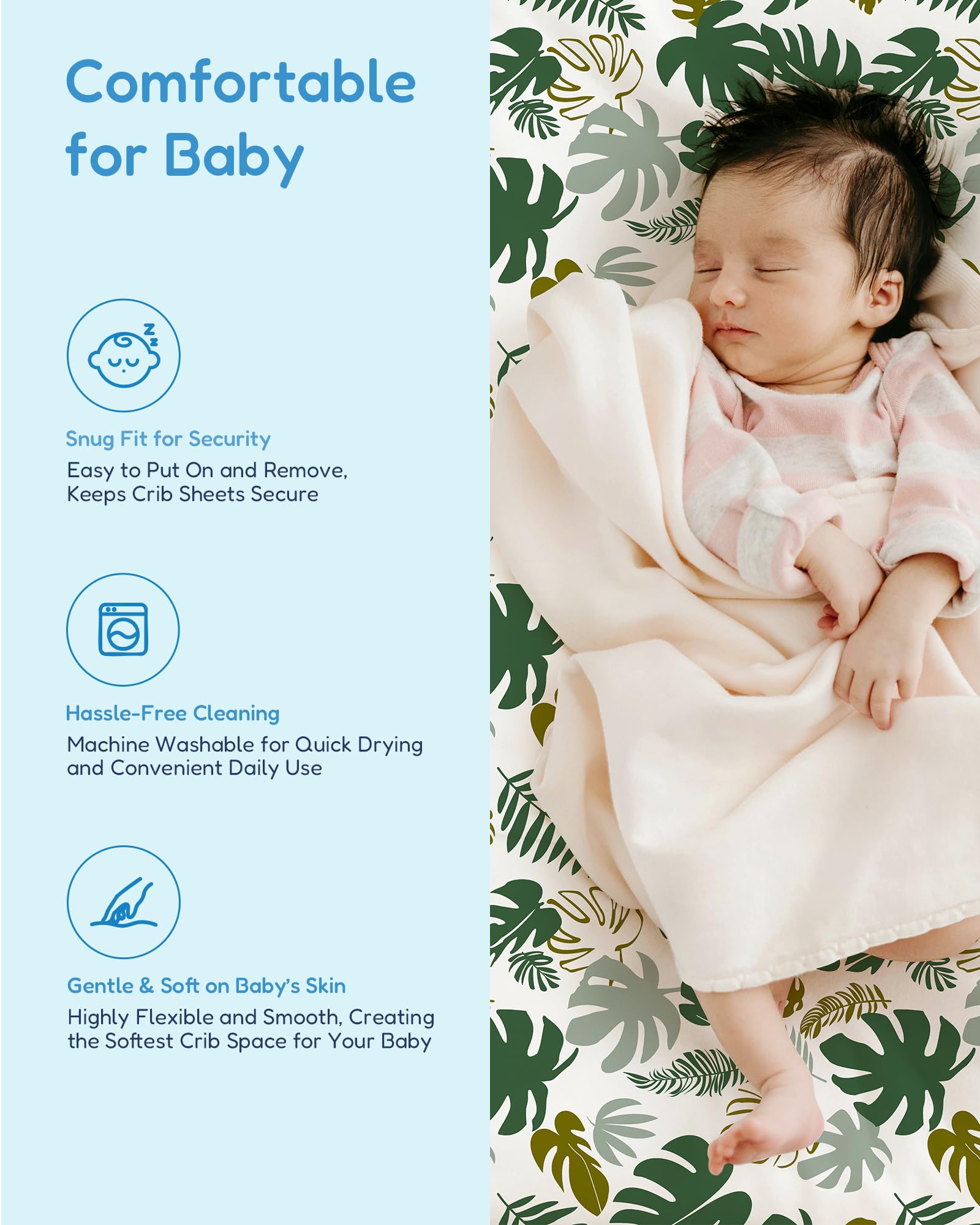 TotChill deep-pocket crib sheet fits standard mattresses snugly and securely