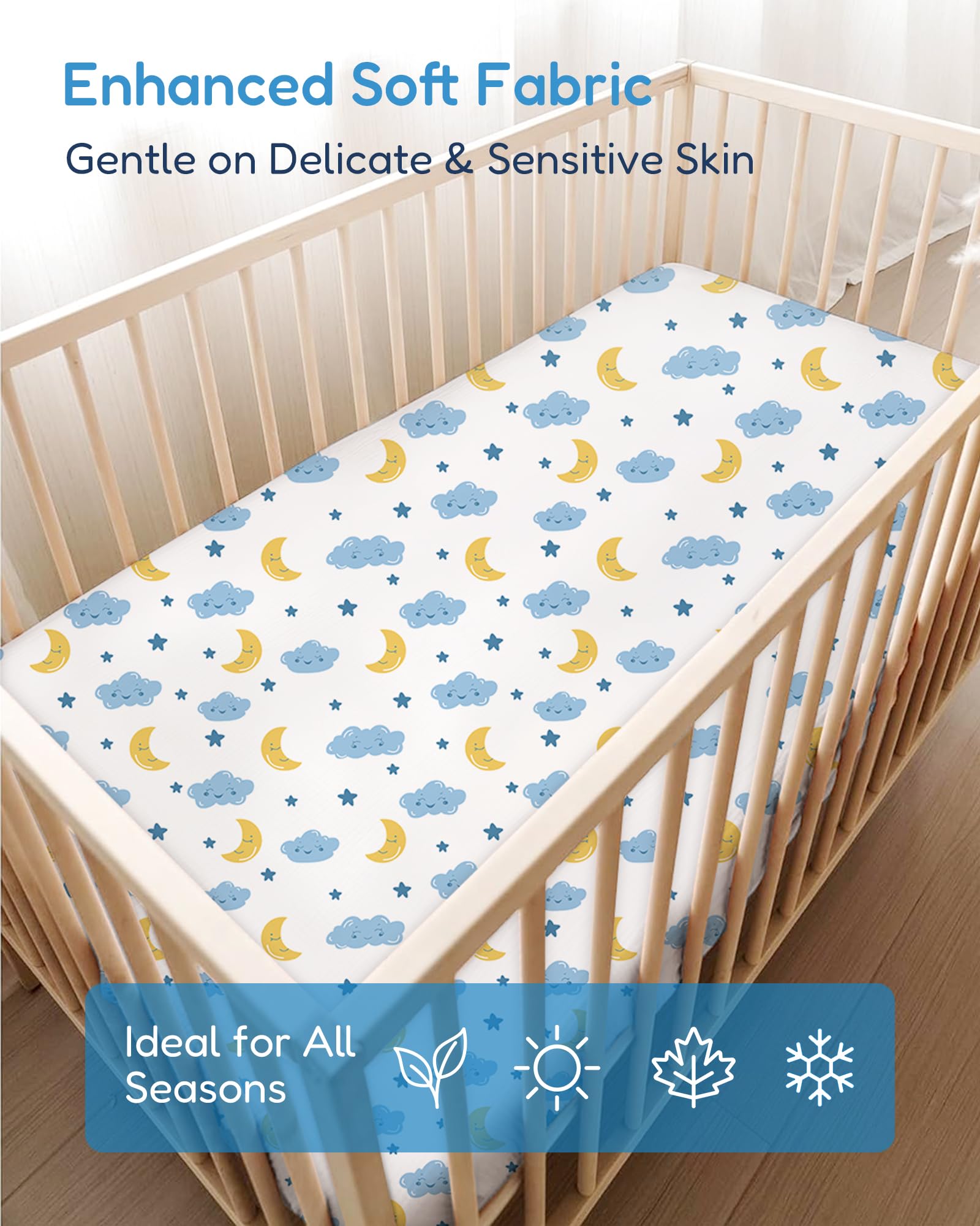 TotChill easy-care polyester crib sheet for quick, easy changes.