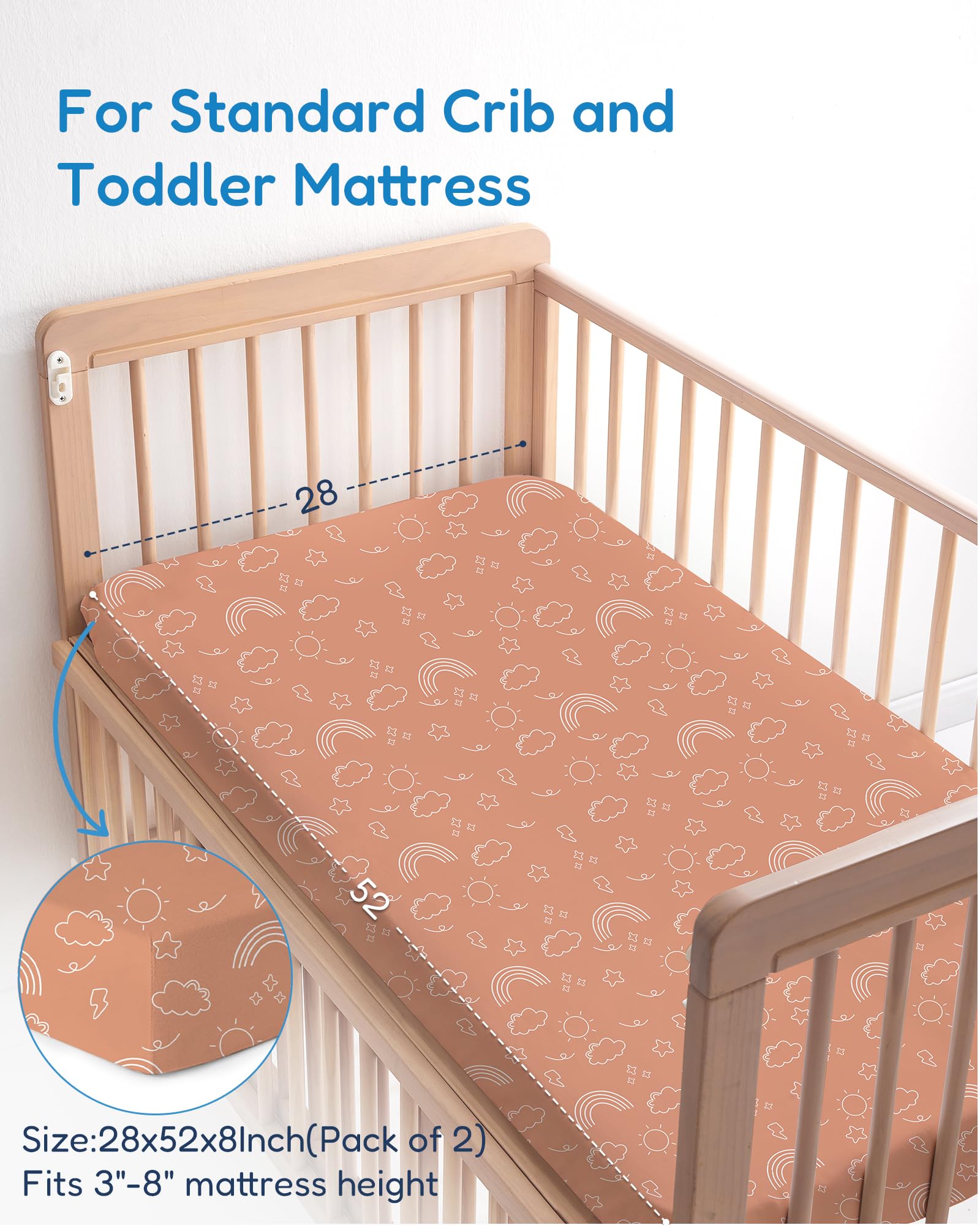 TotChill elastic edge ensures easy on-off changes for crib sheets.
