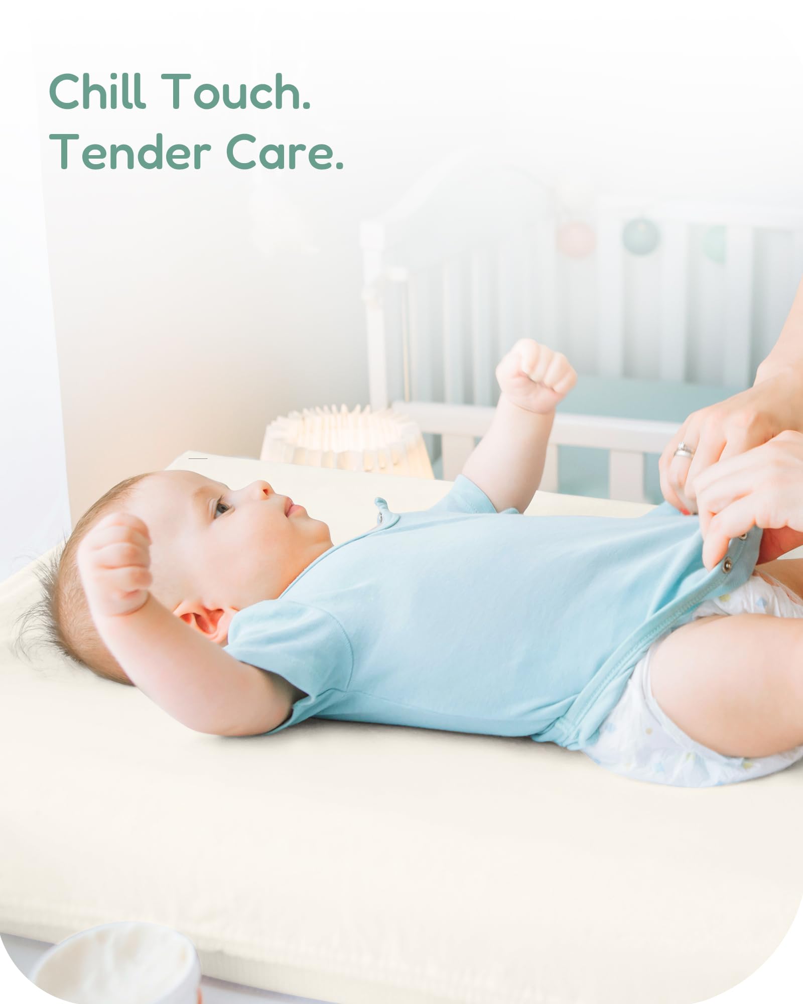 TOTCHILL fits standard changing pads 32x16x5 for easy setup.