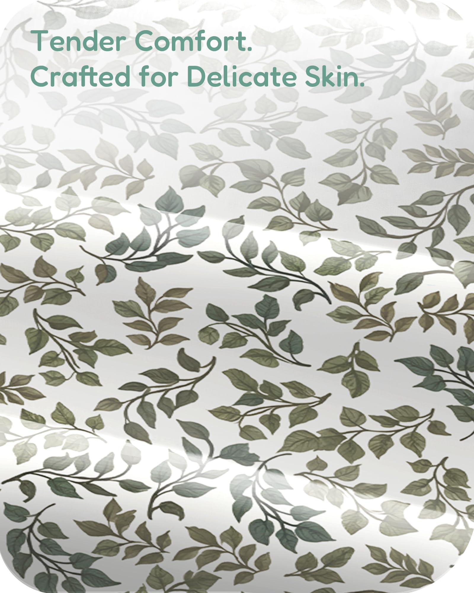 TotChill Green Leaf sheets show baby resting comfortably on soft fabric.