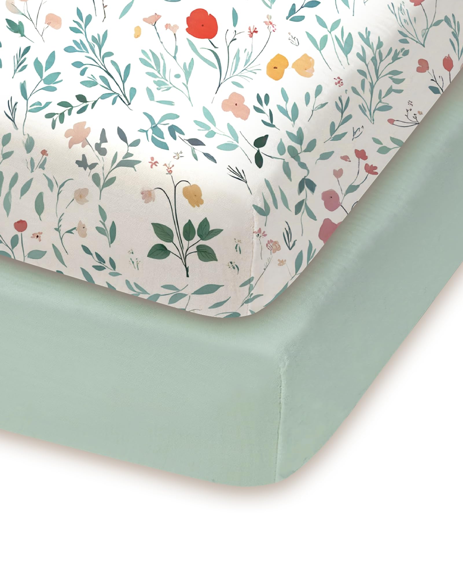 TotChill pack and play sheets with soft green leaf pattern for cozy baby sleep