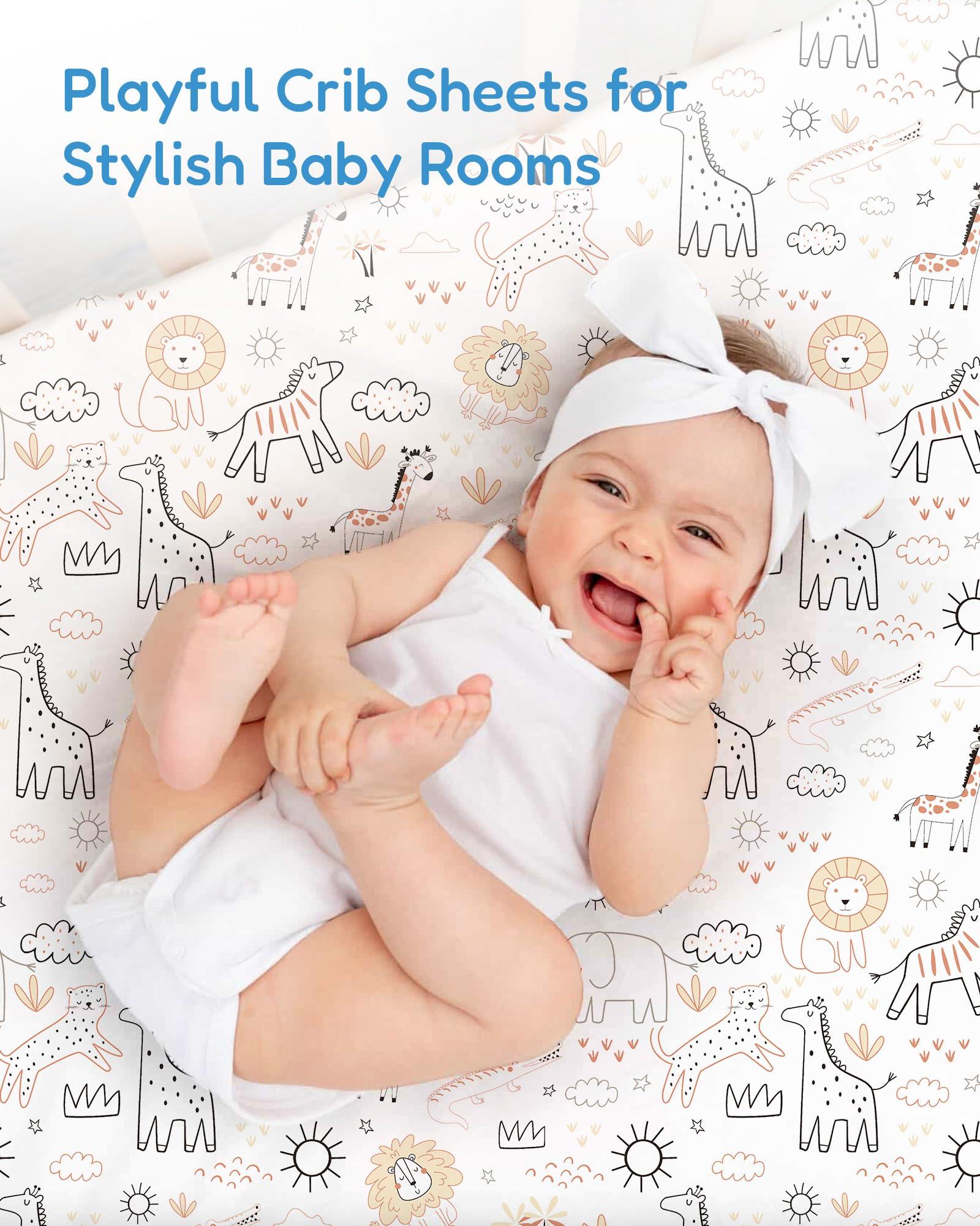 TotChill rainbow design crib sheet adds playful nursery style.