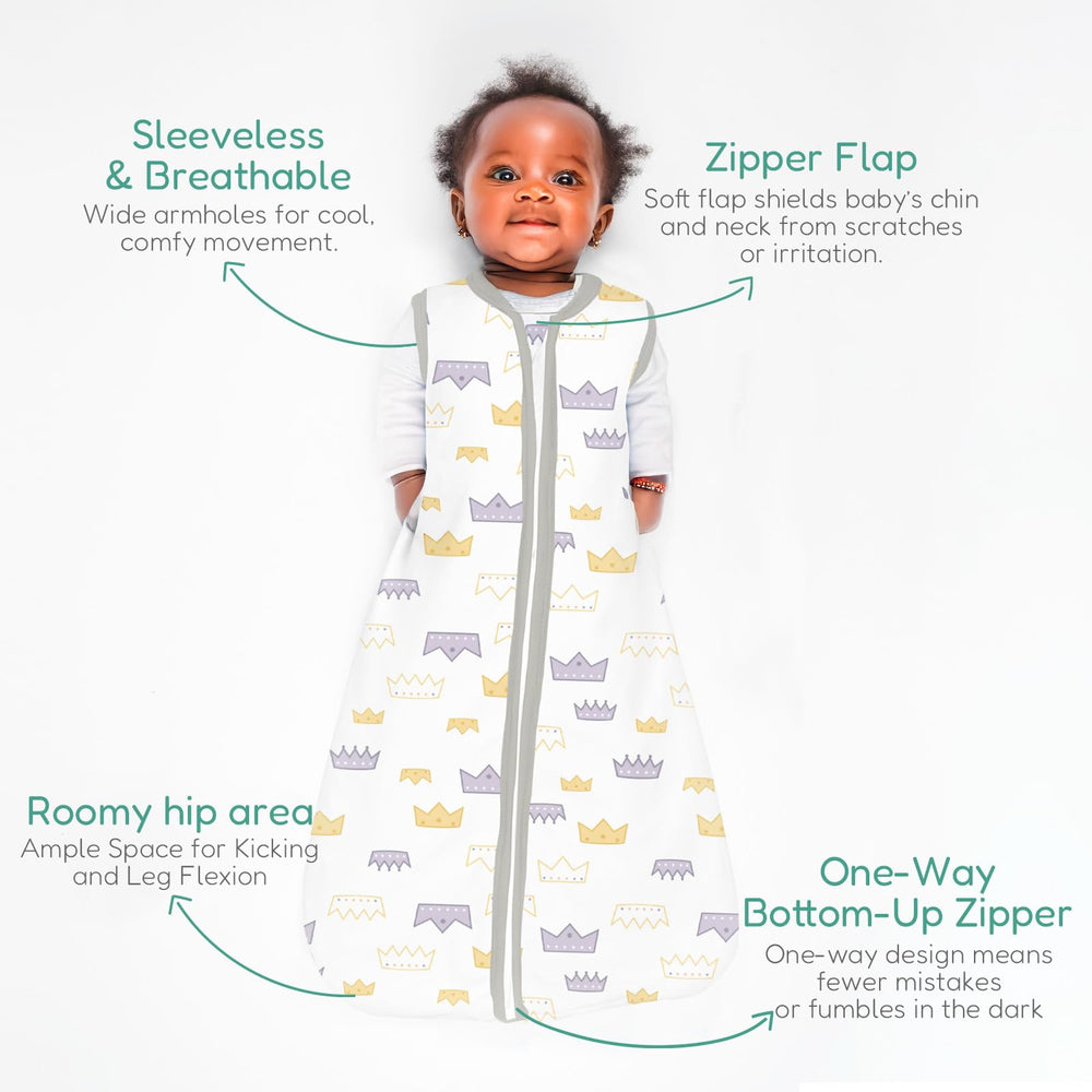 TOTCHILL sleep sack with one-way zipper for quick, quiet changes.