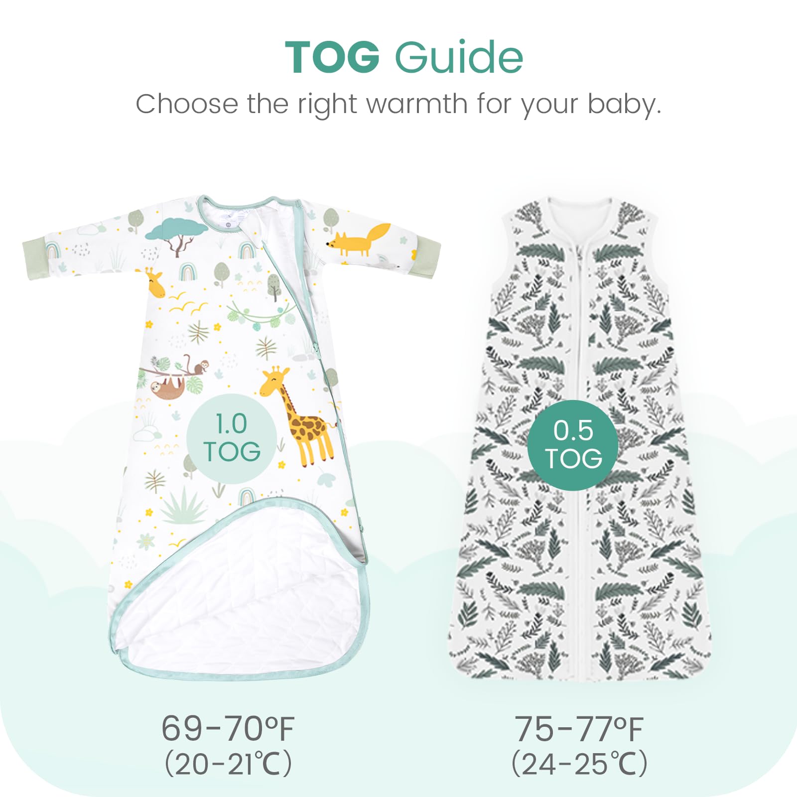 TOTCHILL sleep sack neck and arm openings provide secure, comfortable fit.