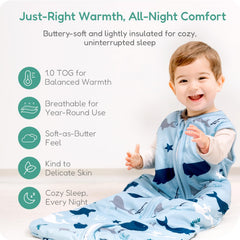 Totchill sleep sack inside view highlights 1.0 TOG insulation.