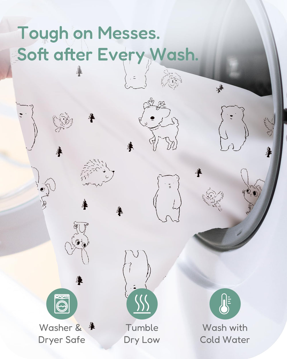 TotChill sheets offer grey woodland design with two color options for nurseries.