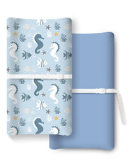 TotChill two-tone changing pad cover in soft fabric for gentle diaper changes.