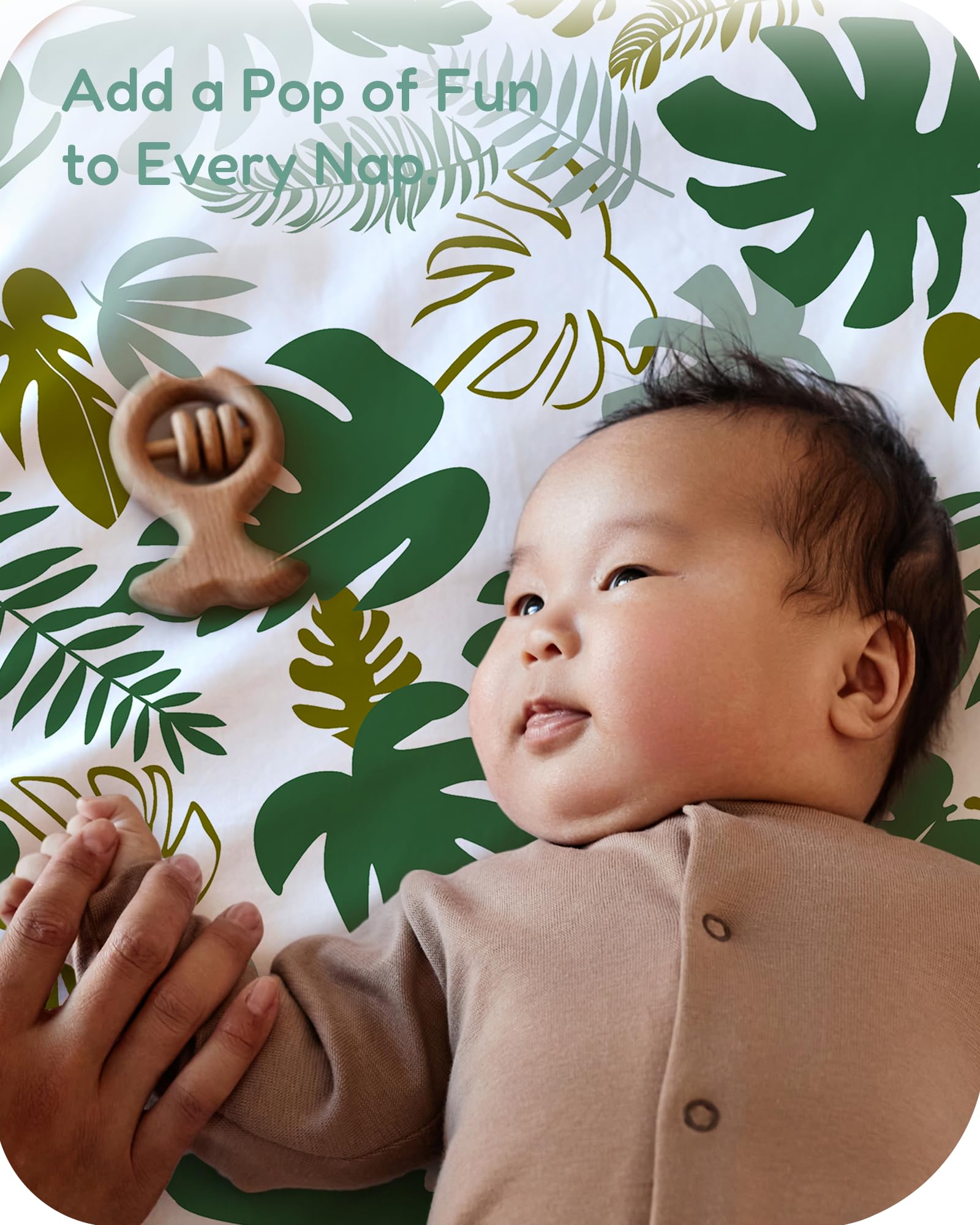TotChill ultra-soft jersey mini crib sheet provides breathable comfort year-round.