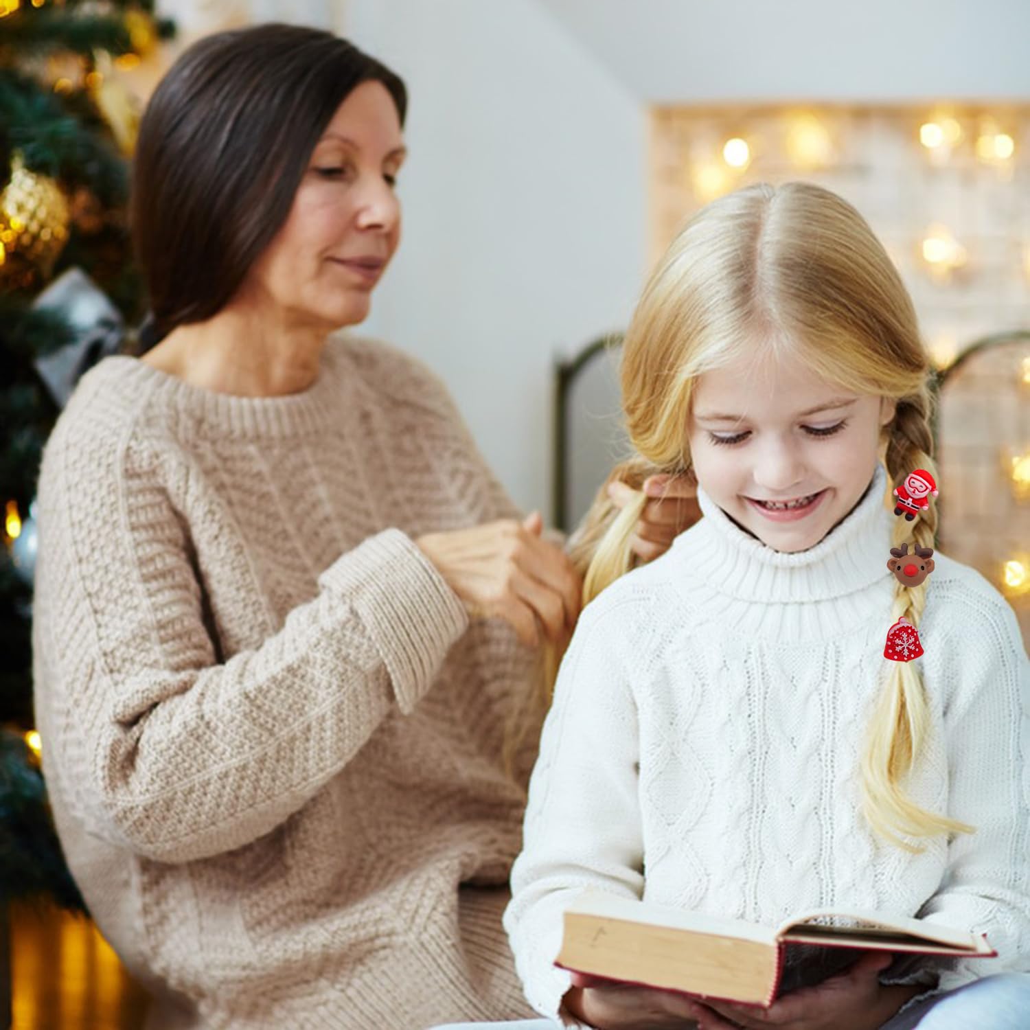 Totelux 5-pack Christmas hair ties set for kids and adults