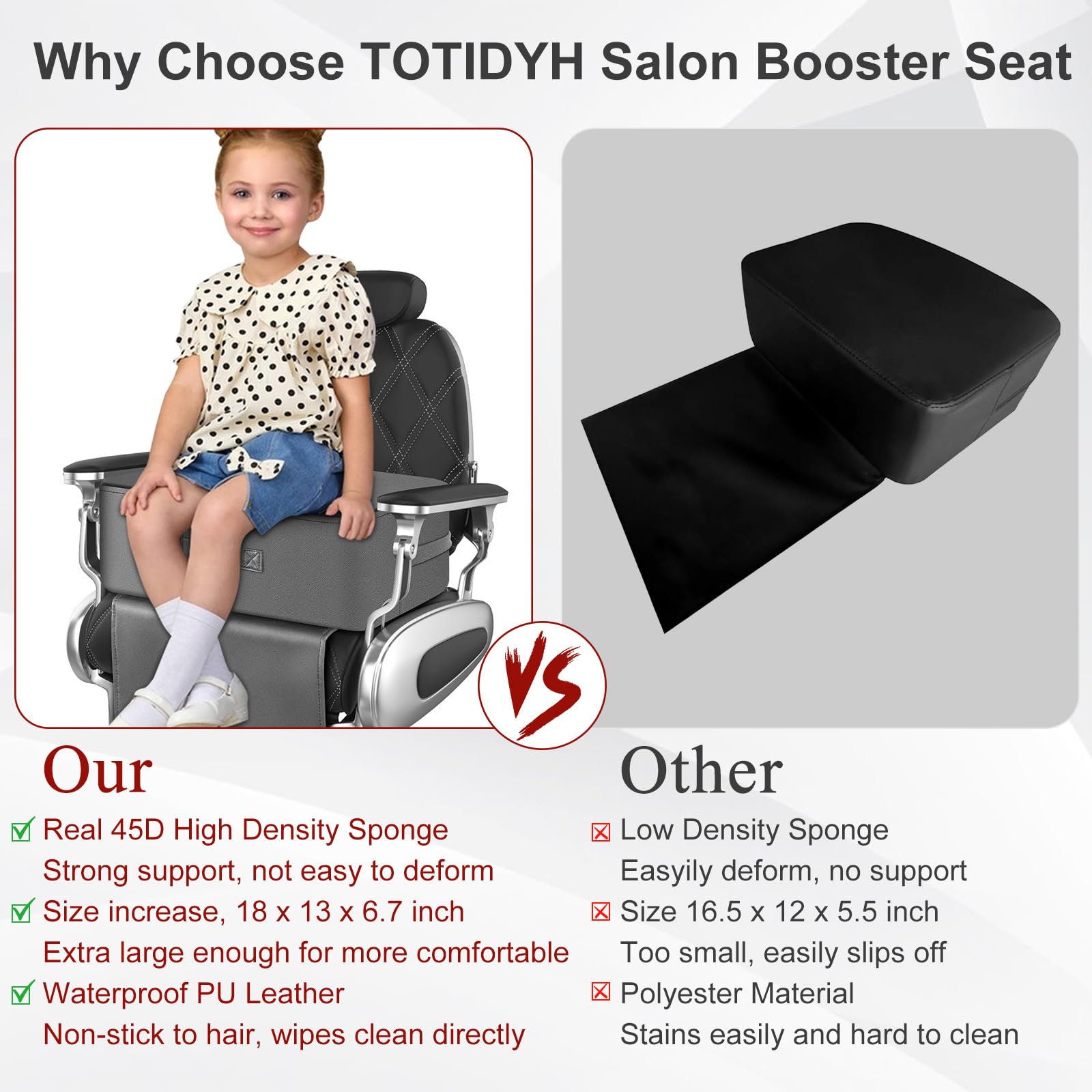 TOTIDYH salon booster seat zipper and handle simplify installation and transport