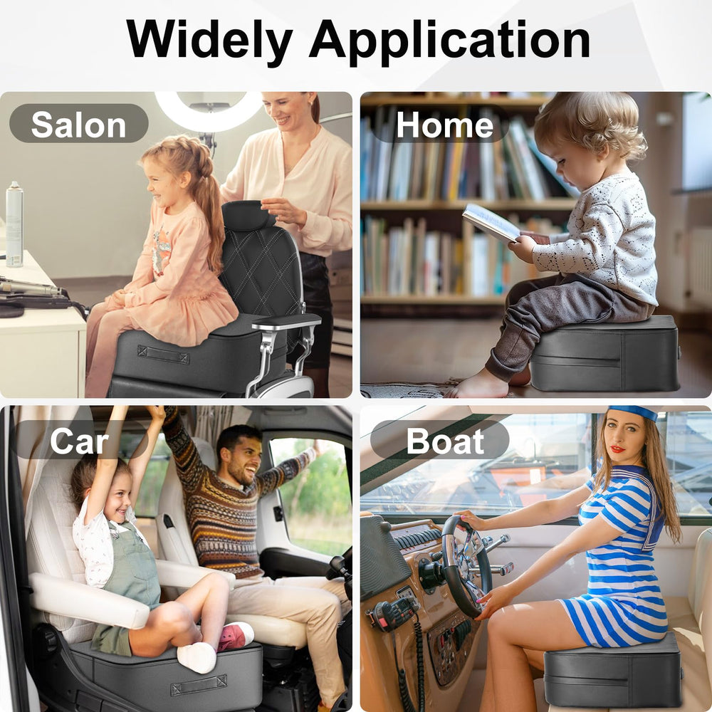 Totidyh booster seat fits most chairs, expanding your salon or home setup.