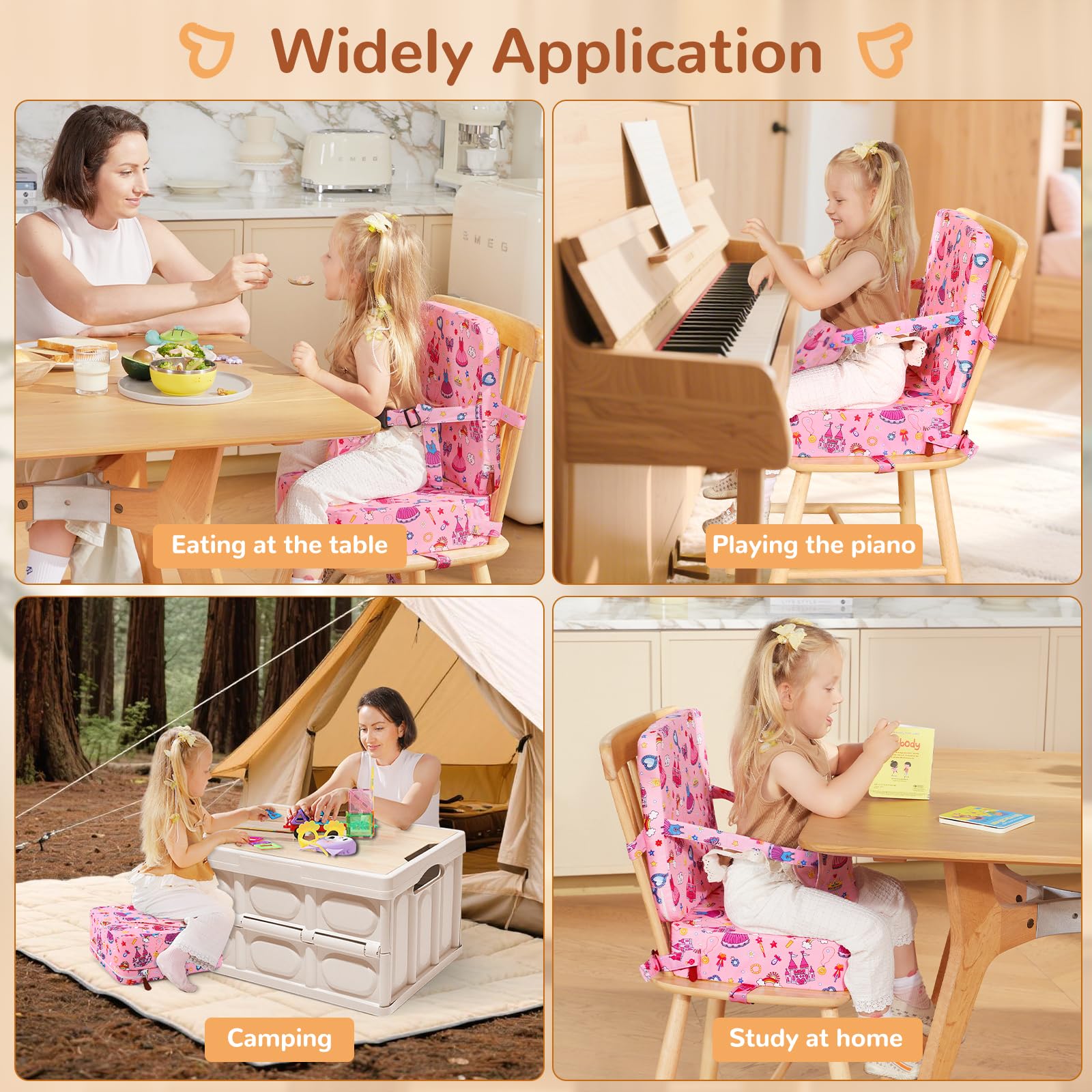 TOTIDYH booster seat grows with your child for comfortable mealtimes.
