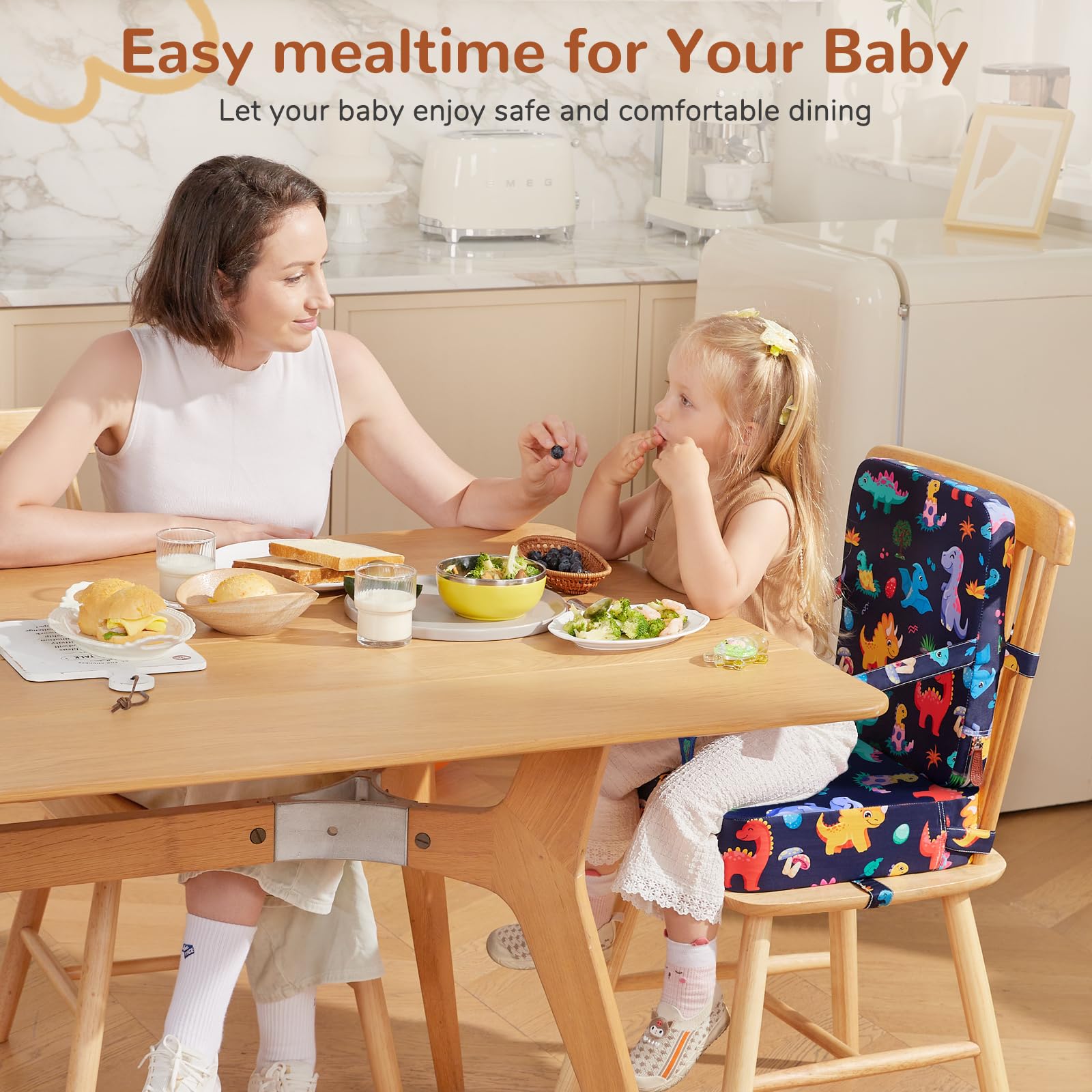 TOTIDYH booster seat non-slip base helps prevent slipping on any chair.