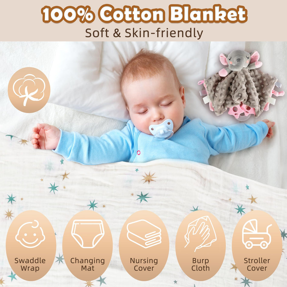 Totiro elephant blanket with plush texture soothes and engages baby during tummy time.
