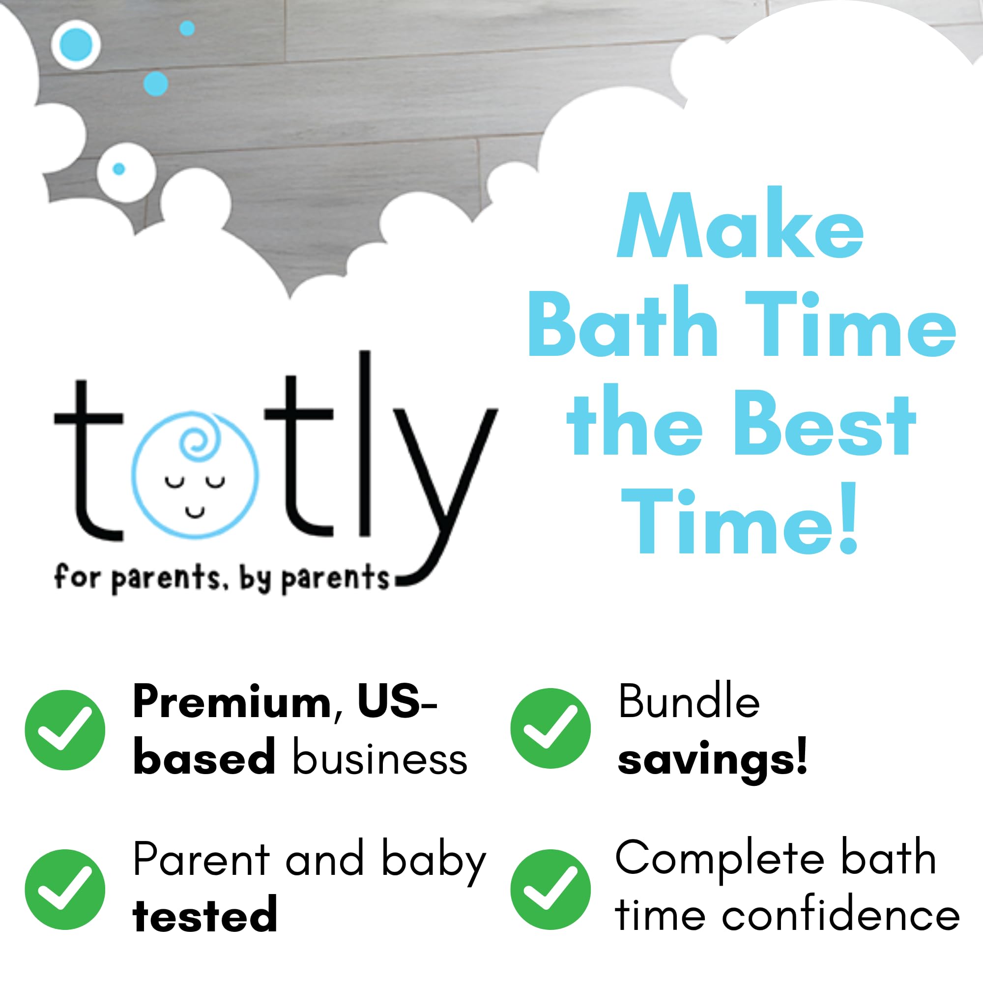 Totly baby bath thermometer helps monitor water temperature for a comfortable bath.